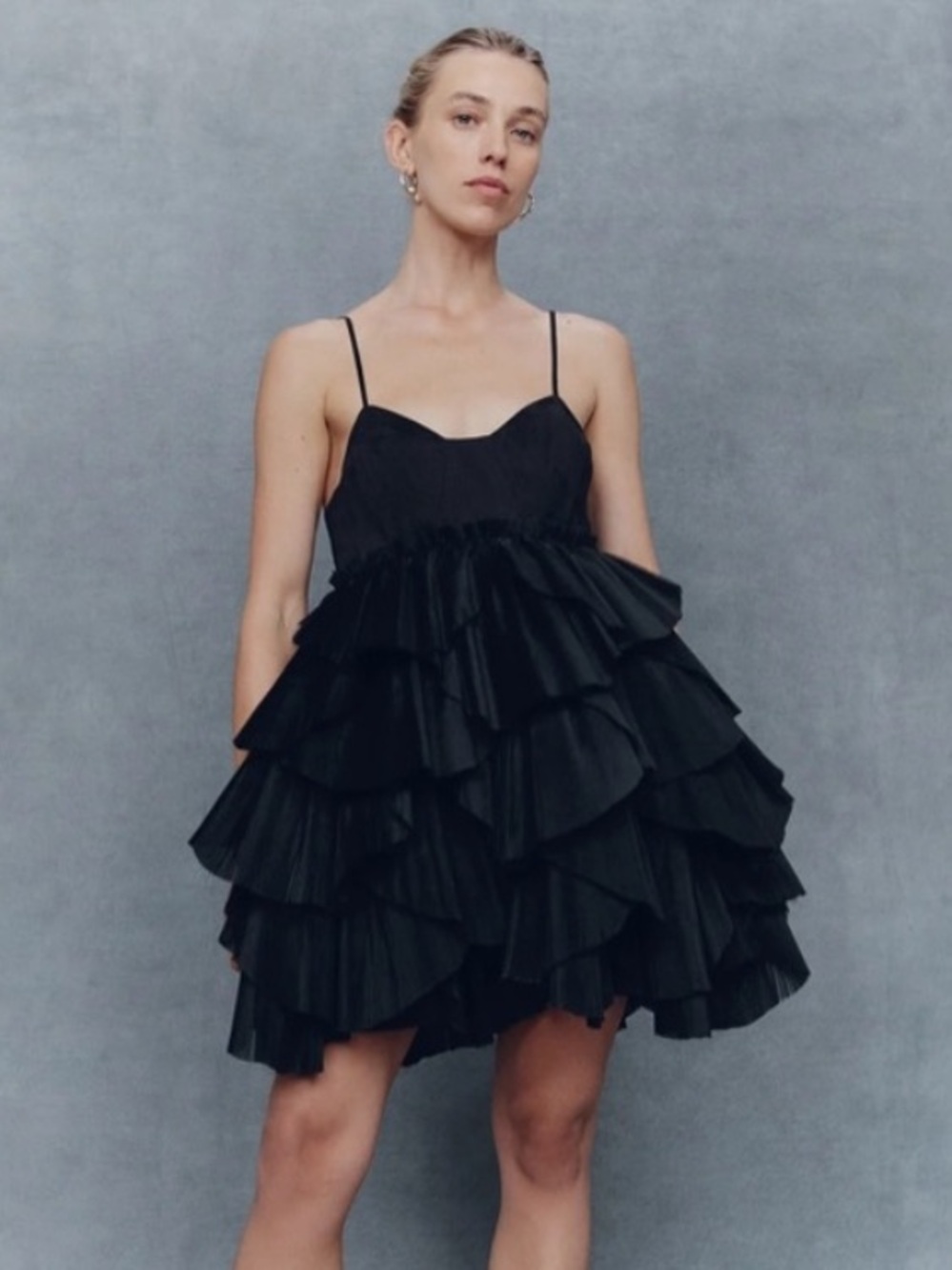 NEW NWT Aje. Elsie Pleat Mini Dress In Black